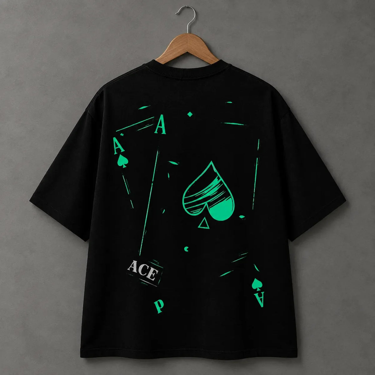 Teal Ace Graphic Black T-Shirt