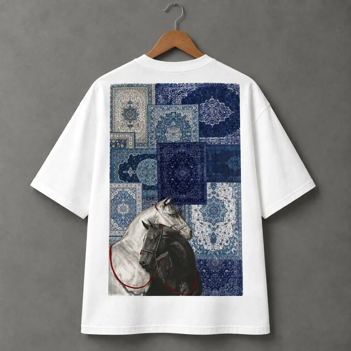 Blue Persian Rug Horse T-Shir