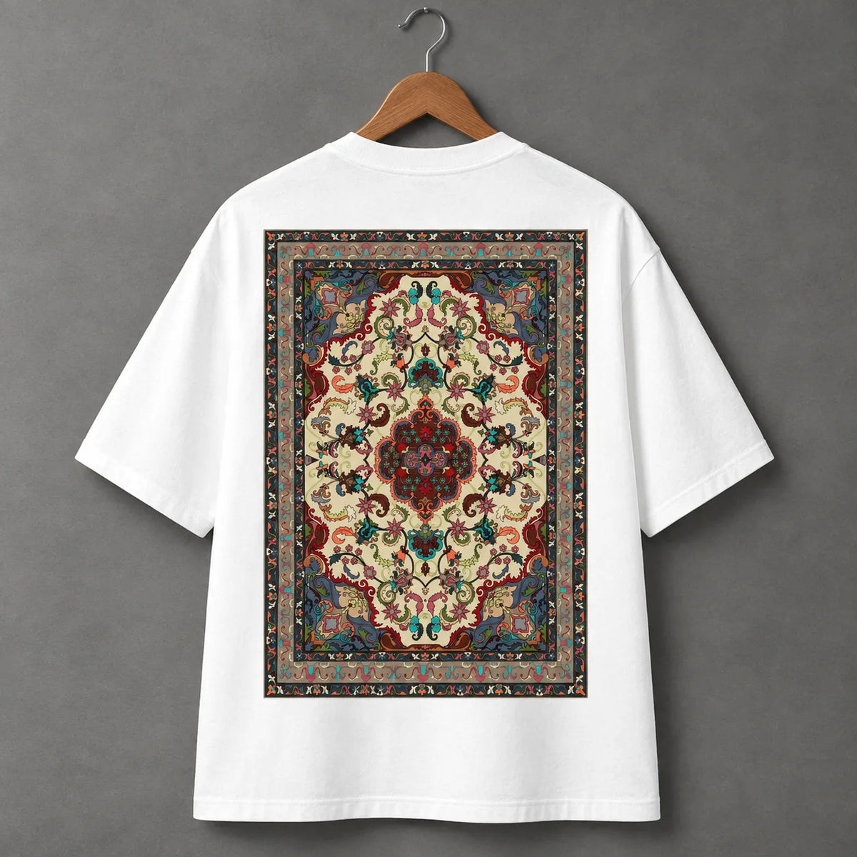 Persian Rug Print on White T-Shirt
